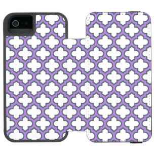 White and Purple Trellis, Lattice, Quatrefoil Incipio Watson™ iPhone 5 Wallet Case