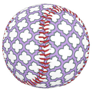 White and Purple Trellis, Lattice, Quatrefoil Softball