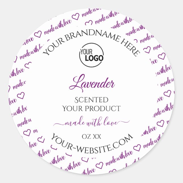 White and Purple Word Cloud Product Label Add Logo (Front)