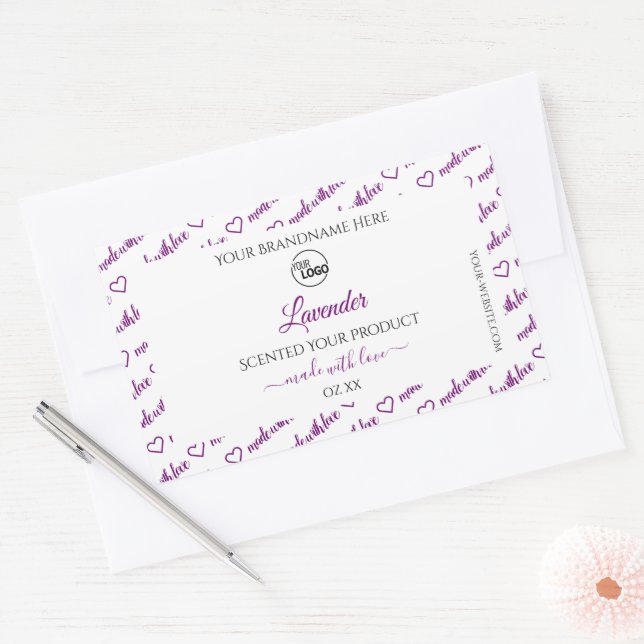 White and Purple Word Cloud Product Label Add Logo (Envelope)