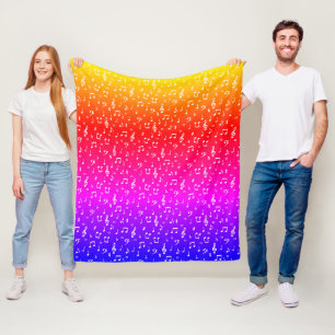 white and rainbow Musical  Fleece Blanket
