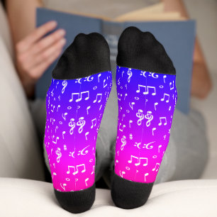 white and rainbow Musical Socks