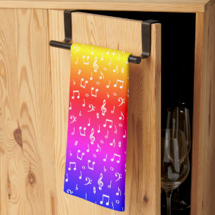 white and rainbow Musical Tea Towel