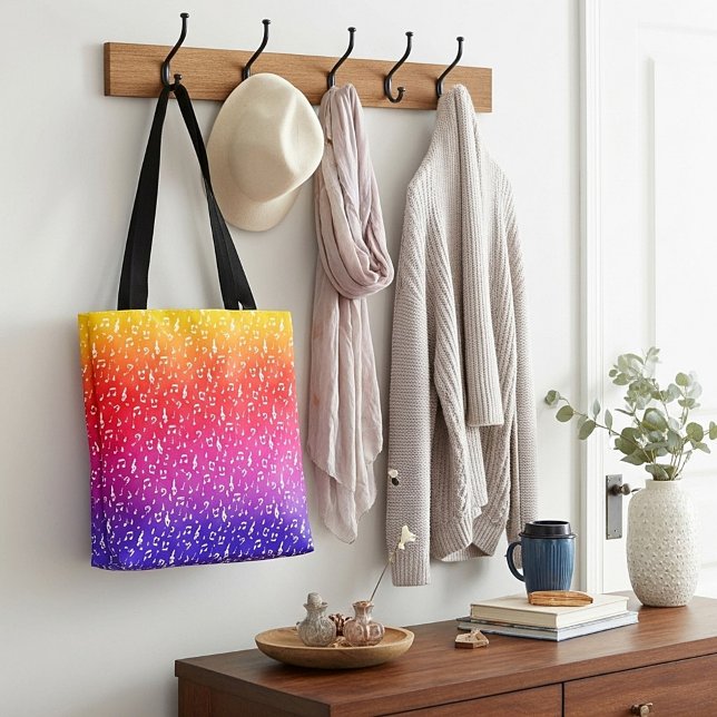 white and rainbow Musical  Tote Bag (Creator Uploaded)