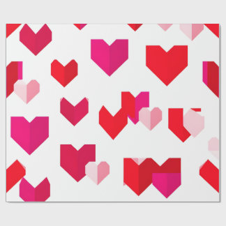 White and Read Origami Style Valentine Wrapping  Paper