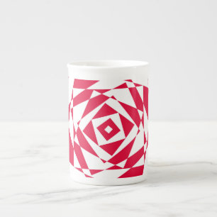 White and Red Abstract Illusion Bone China Mug 