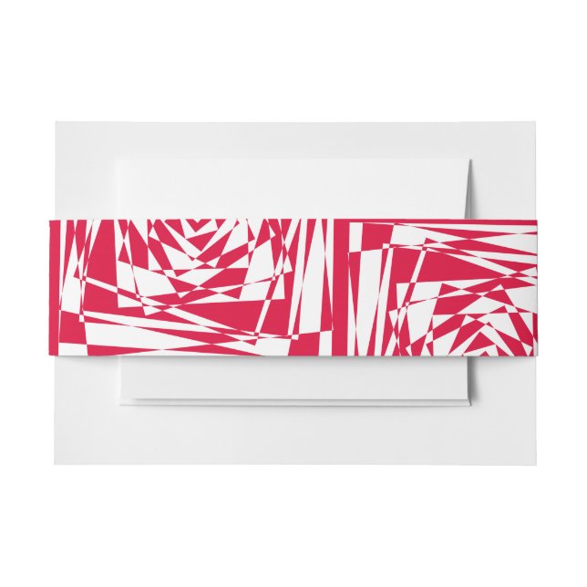White and Red Abstract Illusion Invitation Modern Belly Band (Front Example)