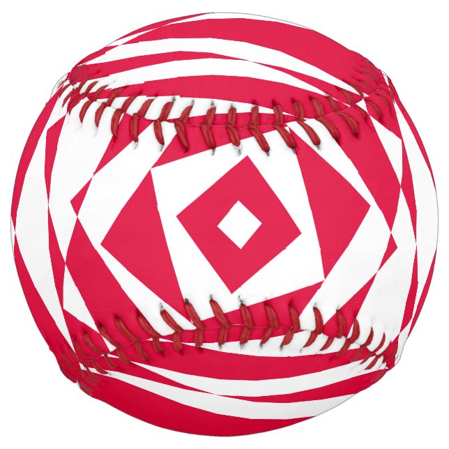 White and Red Abstract Illusion Softball – Unique  (Front)