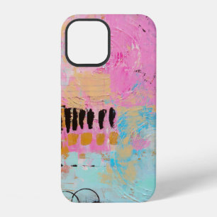 White and red abstract painting iPhone 12 case