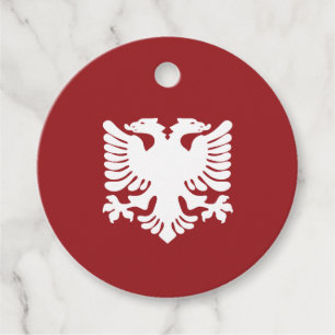 White and Red Albanian Eagle Favour Tag
