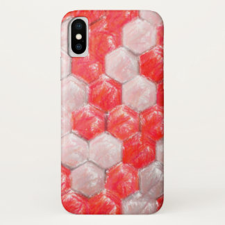 White and red artistic hexagon pattern Iphone case