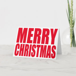 White and Red Big Block Merry Christmas Holiday Card