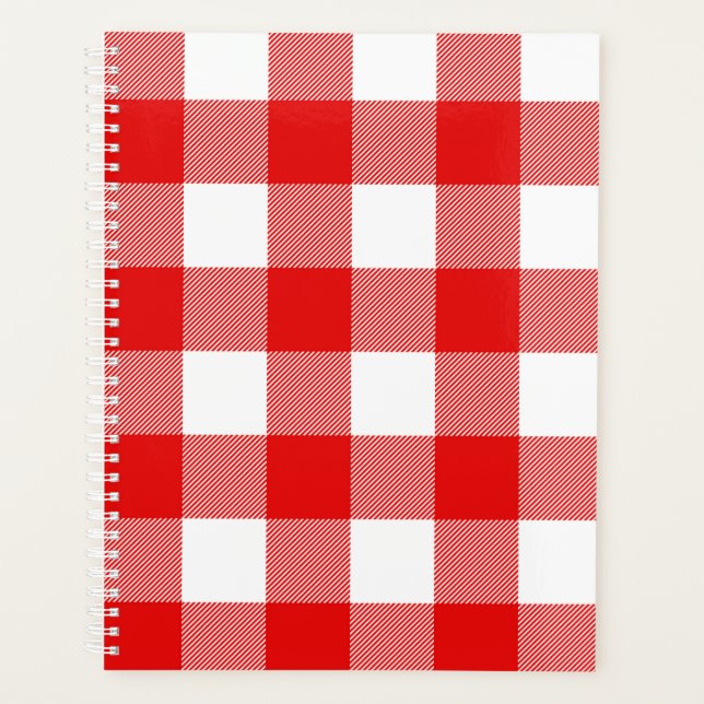 White and Red Buffalo Plaid   Planner (Front)