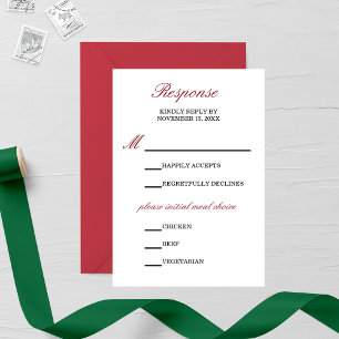 White and Red Calligraphy Wedding RSVP Card