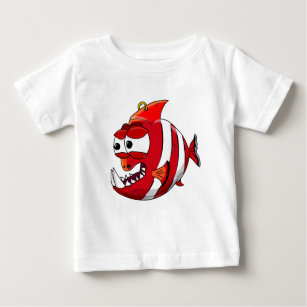 white and red cartoon piranha fish baby T-Shirt