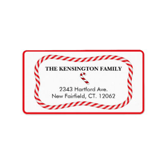 White and red Christmas Candy Frame Address Label