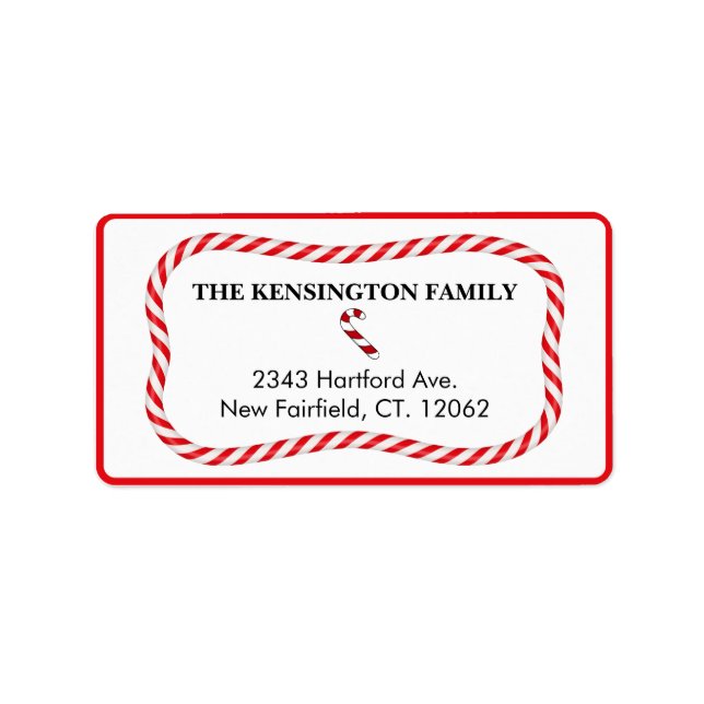 White and red Christmas Candy Frame Address Label (Front)