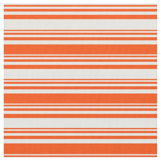 White and Red Coloured Lines/Stripes Pattern Fabric (Close Up)