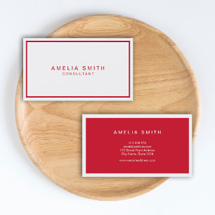 White and Red Corporate Modern Professional Business Card