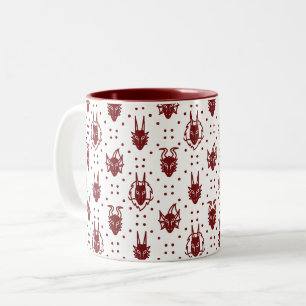 White and Red Crimson Fantasy Dragon Pattern Two-Tone Coffee Mug