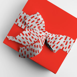 White and Red Dashing Dots Grosgrain Ribbon