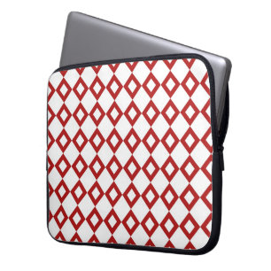White and Red Diamond Pattern Laptop Sleeve
