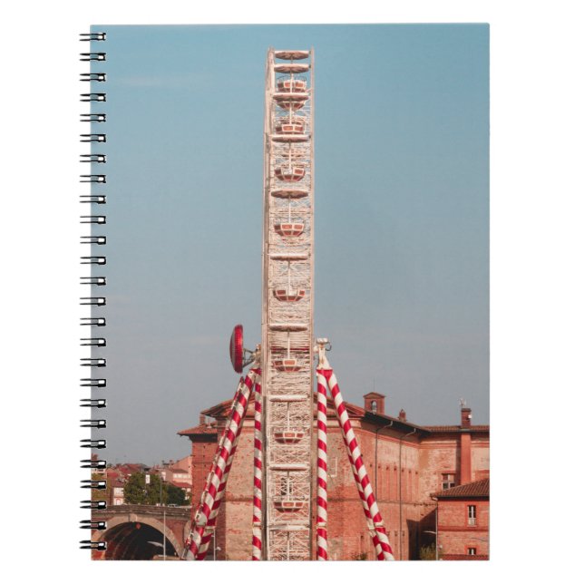 WHITE AND RED FERRIS WHEEL AT DAYTIME NOTEBOOK (Front)