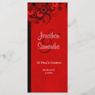 White and Red Floral Wedding Program Templates