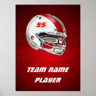 White and Red Football Helmet Poster