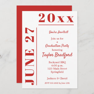 White and Red Graduation Party Invitations