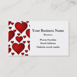 White and red heart pattern business card