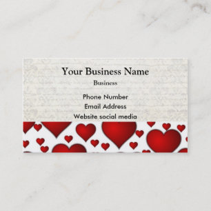 White and red heart pattern business card