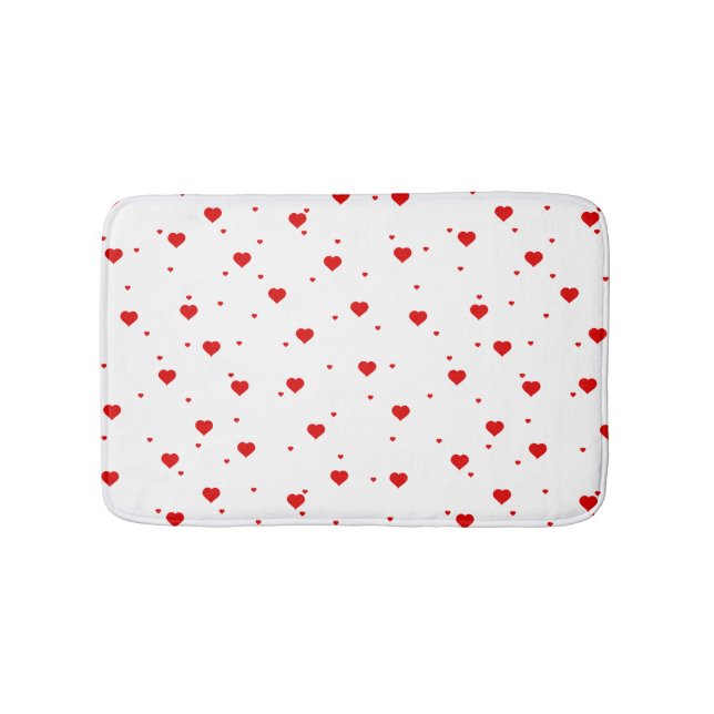 White And Red Hearts Modern Pattern Bath Mat (Front)