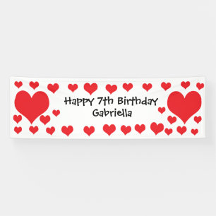 White and Red Hearts Valentine's Day Birthday Banner