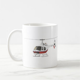 White and Red Helicopter Coffee Mug