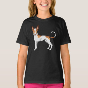 White And Red Ibizan Hound Smooth Coat Cartoon Dog T-Shirt
