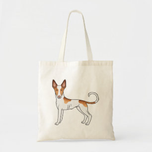 White And Red Ibizan Hound Smooth Coat Cartoon Dog Tote Bag