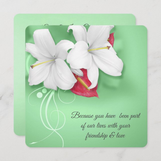 White and Red Lily Vow Renewal Wedding Invitation (Front/Back)