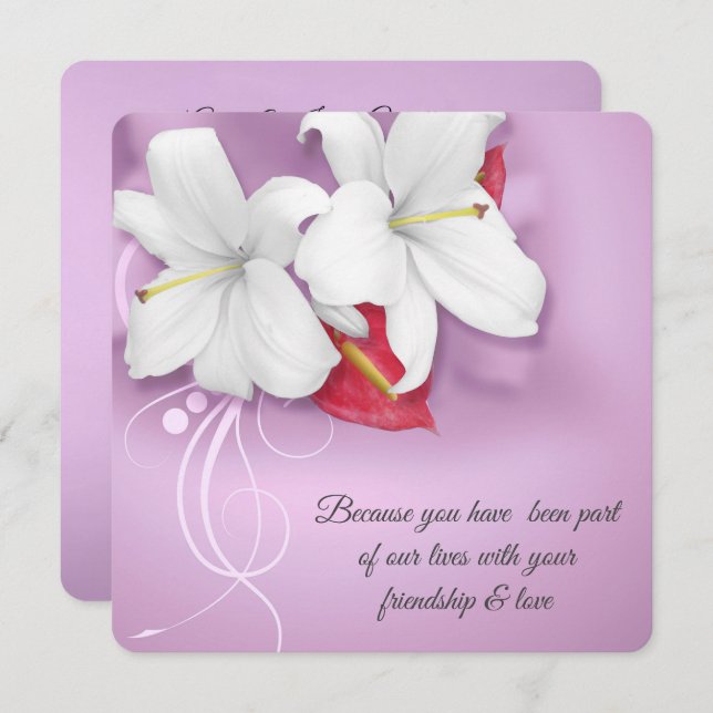 White and Red Lily Vow Renewal Wedding Invitation (Front/Back)