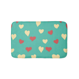 White and Red Love Hearts Bath Mat