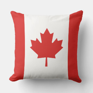 White and Red Maple Leaf Canadian Flag Cushion