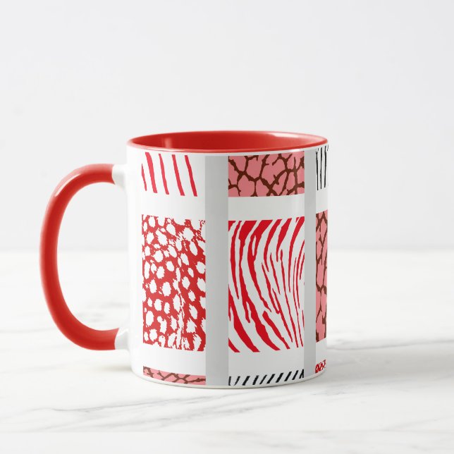 White and Red Mixed Animal Print Mug (Left)