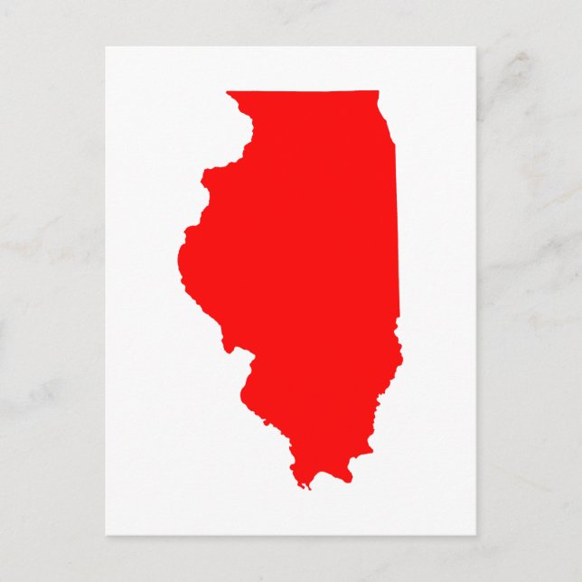 White and Red Moving to Illinois Announcement Postcard (Front)