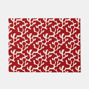 White And Red Organic Coral Reef Repeat Pattern Doormat