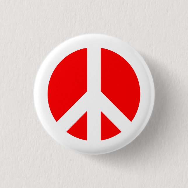 White and Red Peace Symbol Button (Front)