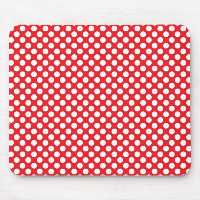 White and Red Polka Dot Mouse Mat (Front)