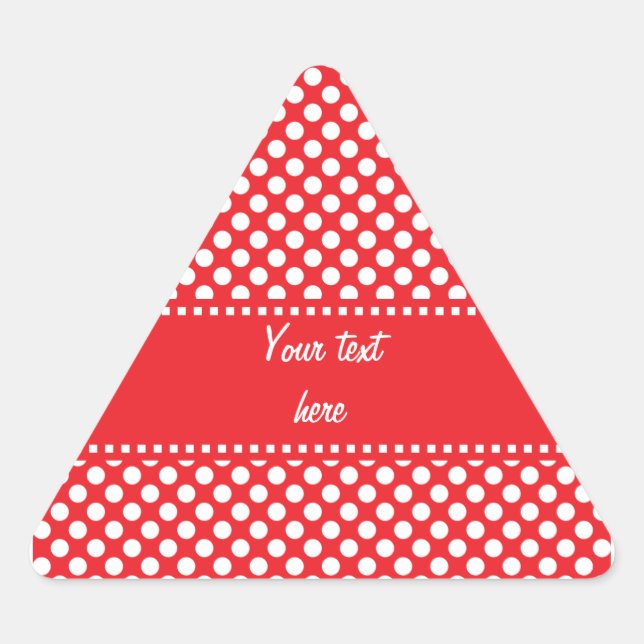 White and Red Polka Dot Triangle Sticker (Front)