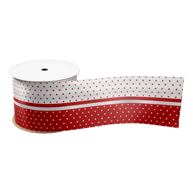 White and Red Polka Dots Satin Ribbon (Spool)