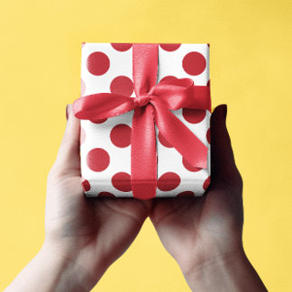 White and Red Polka Dots Wrapping Paper