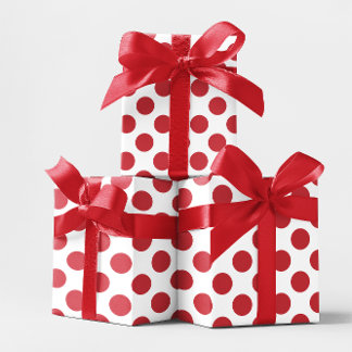 White and Red Polka Dots Wrapping Paper Sheet